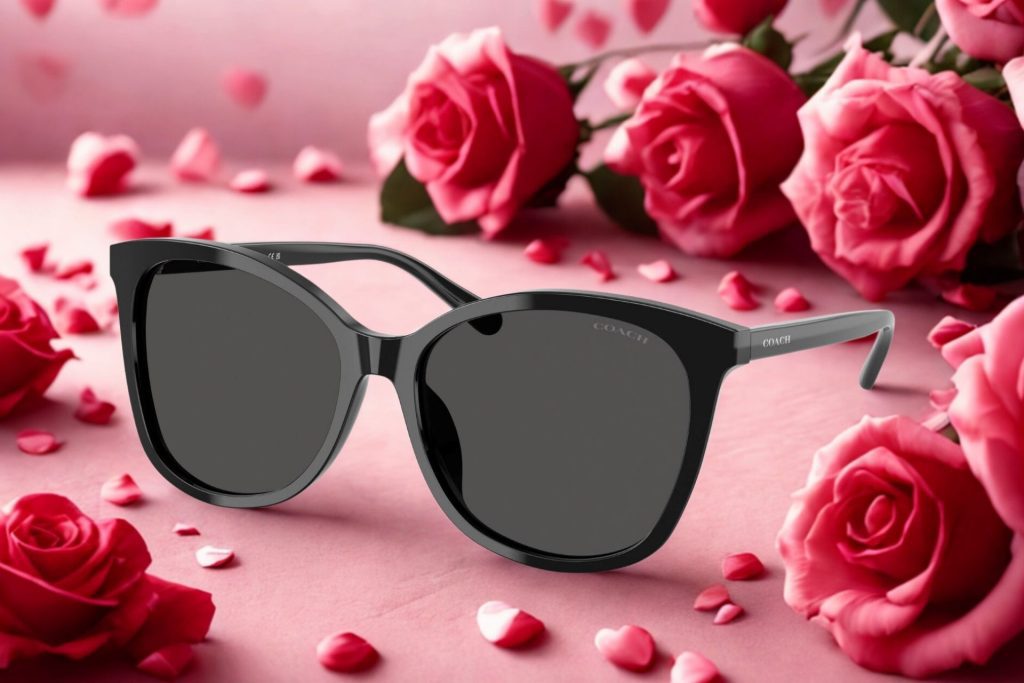 Coach HC8271U L1101 sunglasses with oversized black lenses