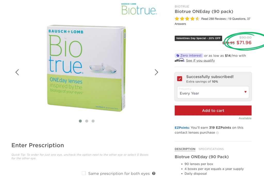 Contact subscription at EZContacts