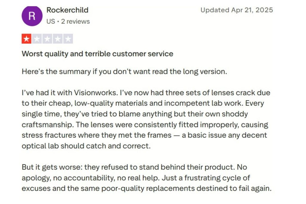 Visionworks customer review