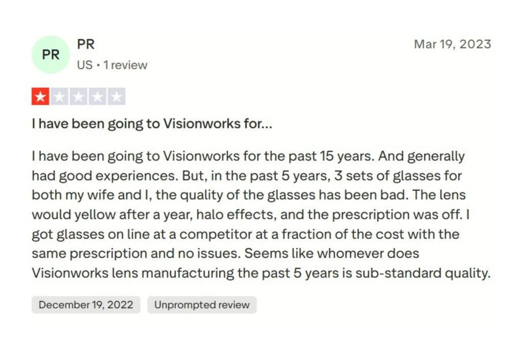 Visionworks customer review
