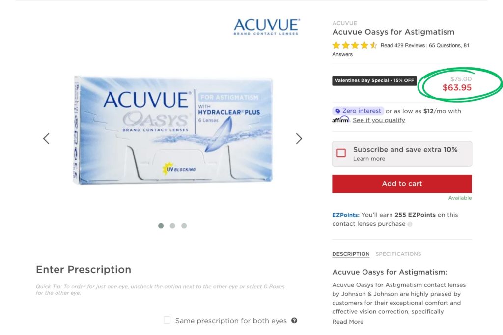 ACUVUE OASYS contact lenses at EZContacts