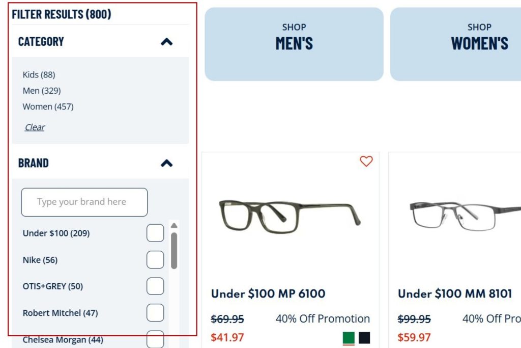 Visionworks glasses filters