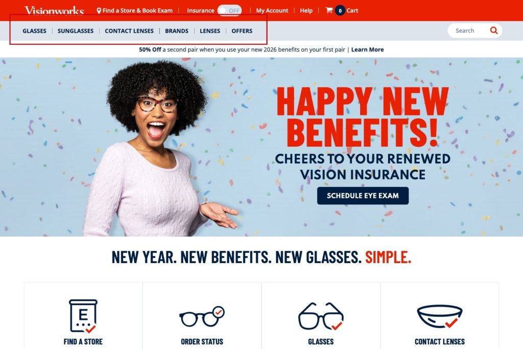 Visionworks website homepage
