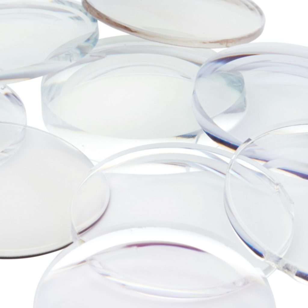 Close-up of contact lenses on white background