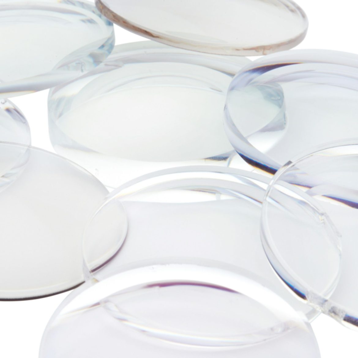 Close-up of contact lenses on white background