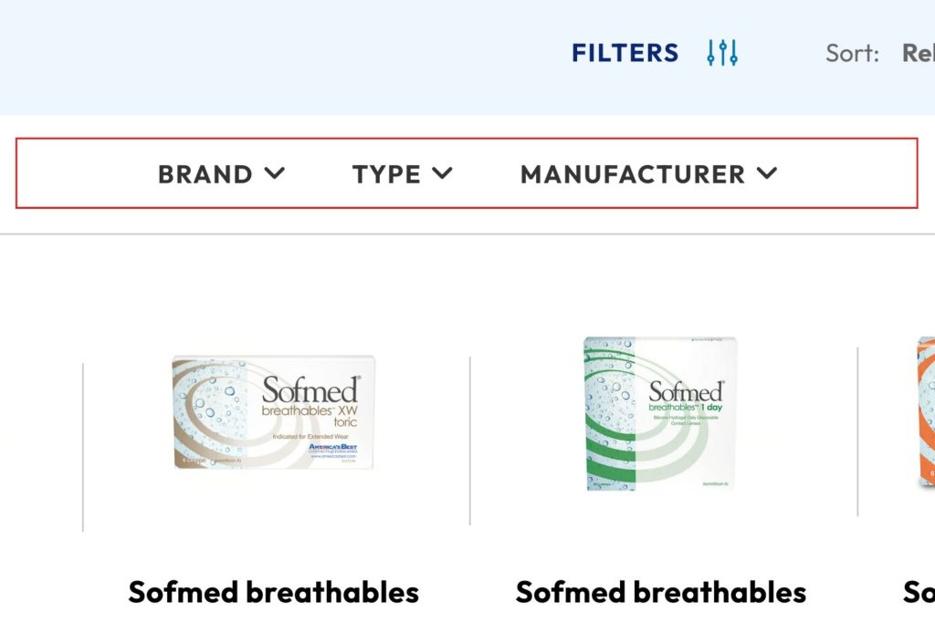 Contact lens filters on America's Best
