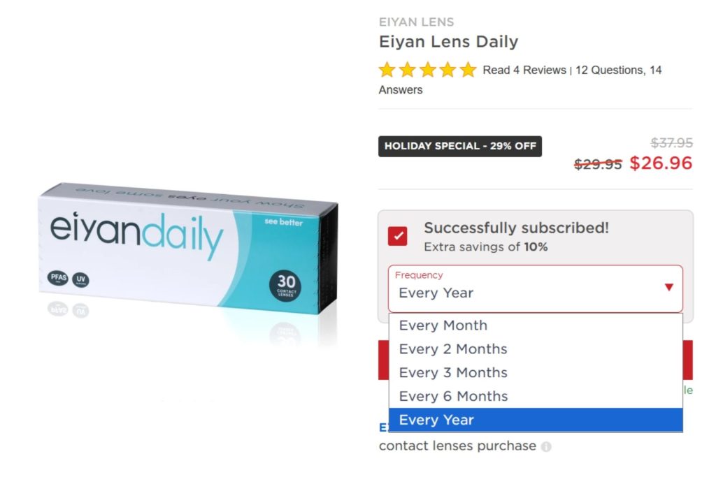 Eiyan Daily lenses page at EZContacts