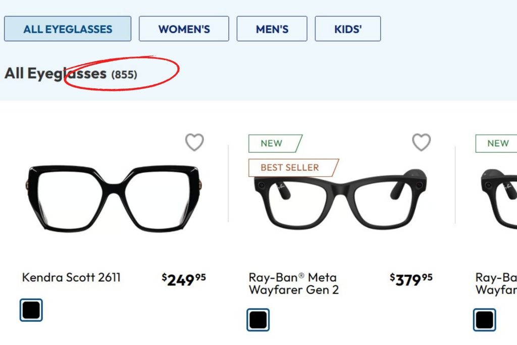 Number of eyeglasses at America's Best