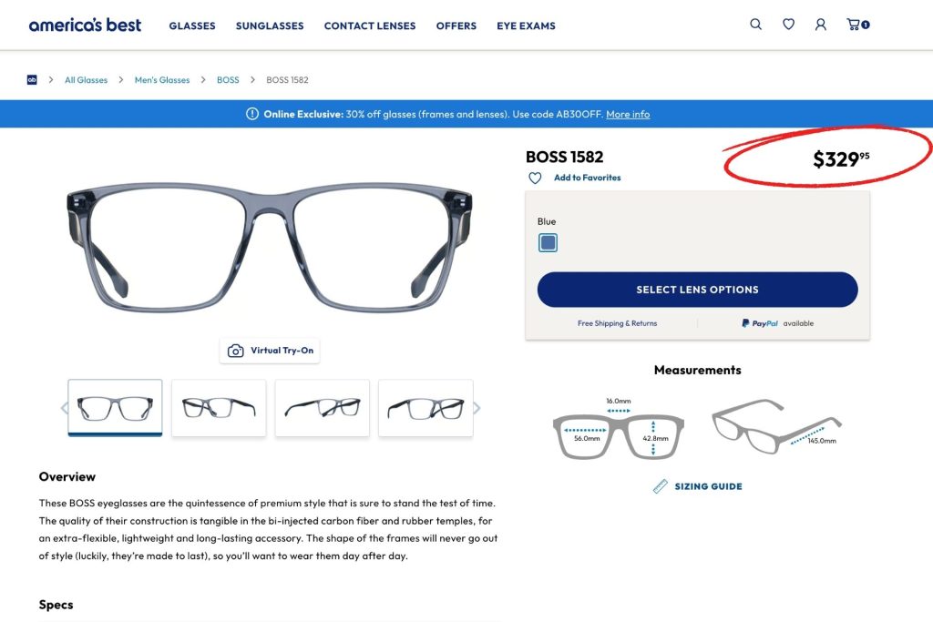 Boss 1582 glasses at America's Best