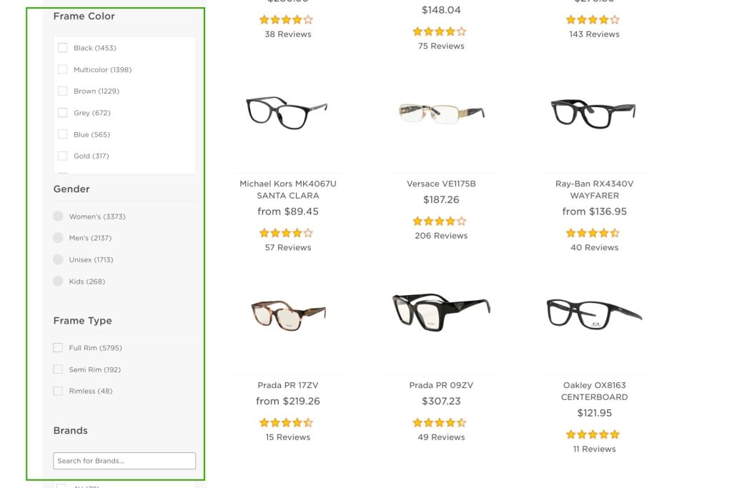 Glasses filters on EZContacts