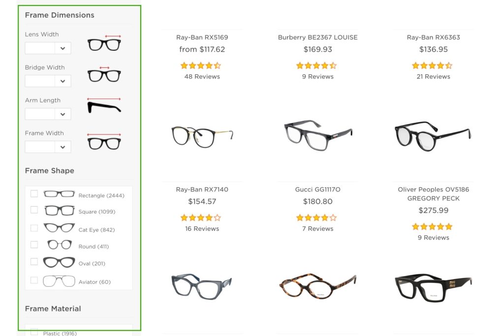 Glasses filters on EZContacts