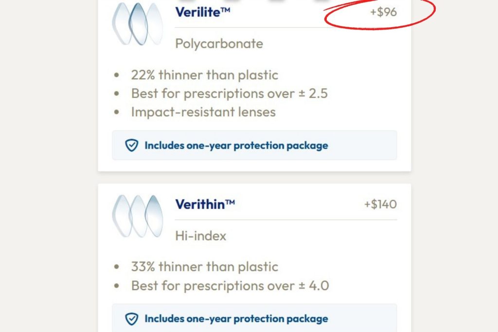 Lens options at America's Best