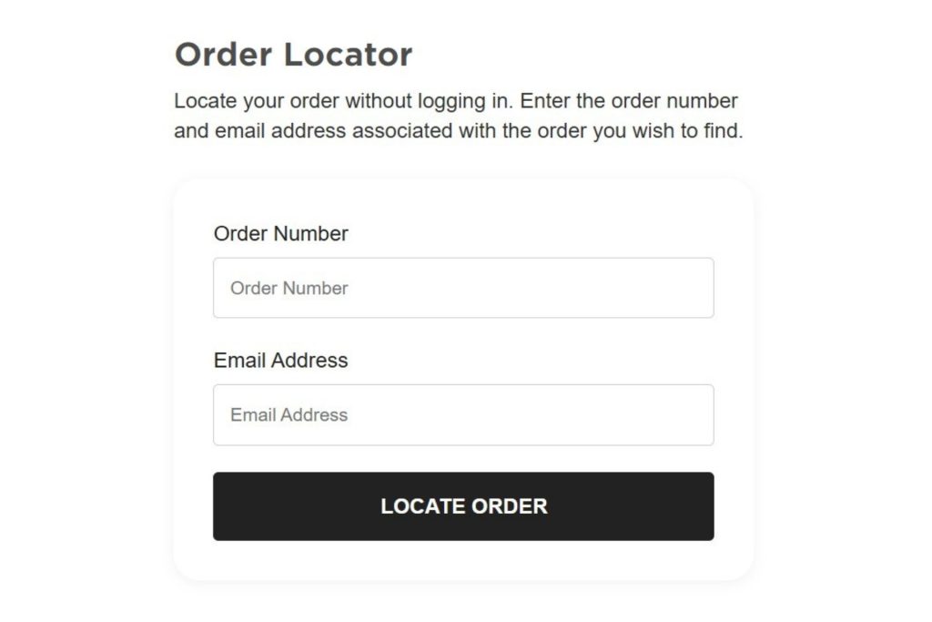 Order locator form on EZContacts