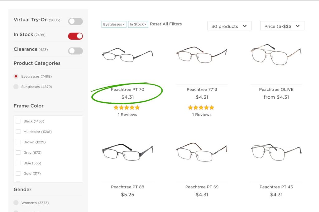 Eyeglass frames at EZContacts