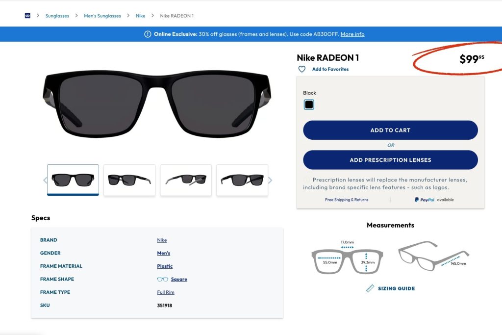 Nike RADEON 1 sunglasses at America's Best