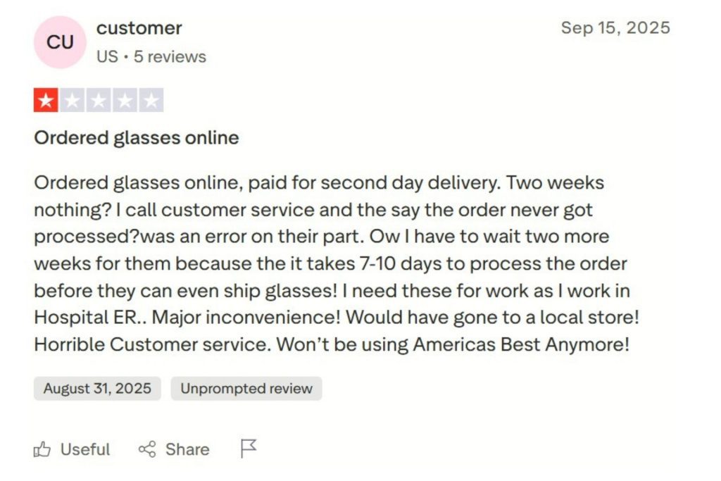 Trustpilot review screenshot