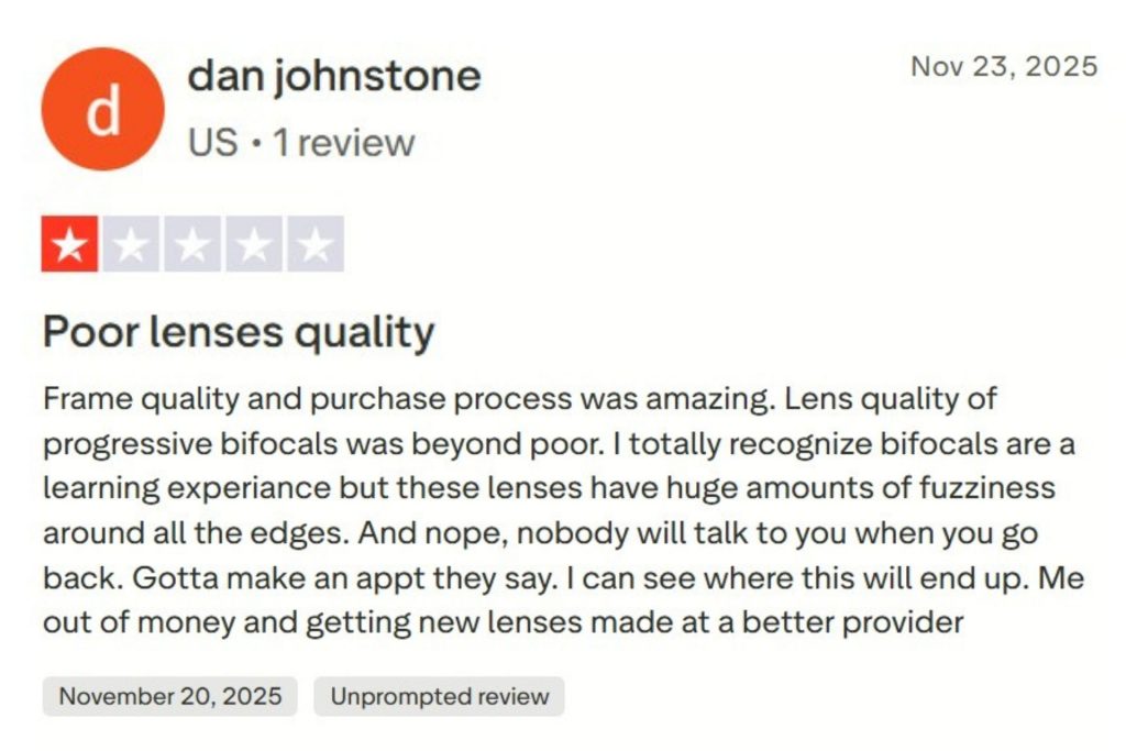 Trustpilot review screenshot