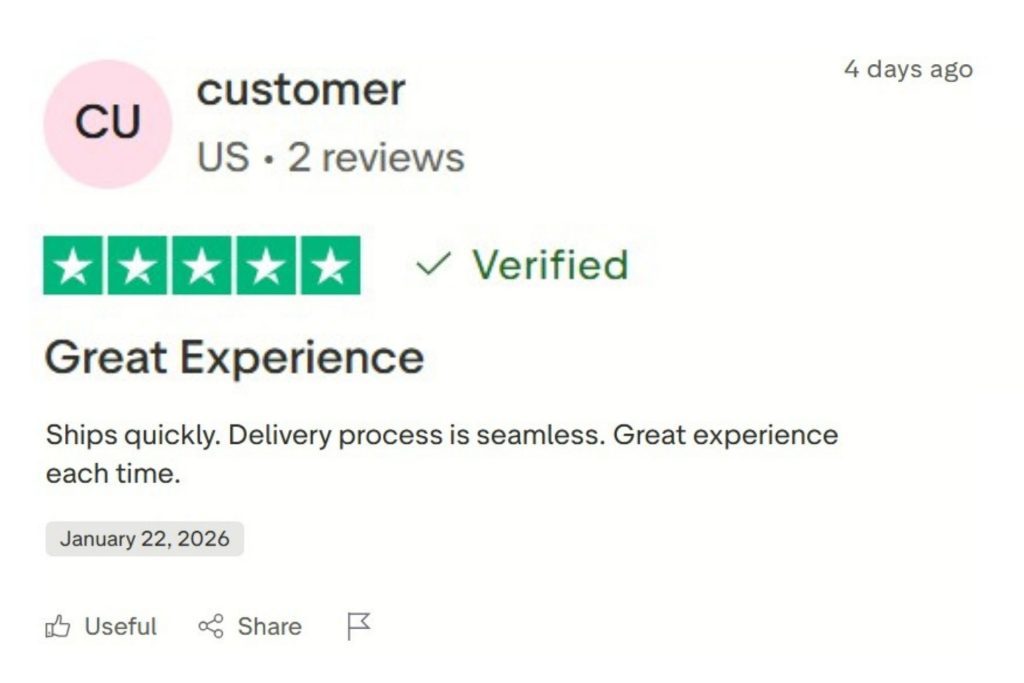 Trustpilot review screenshot