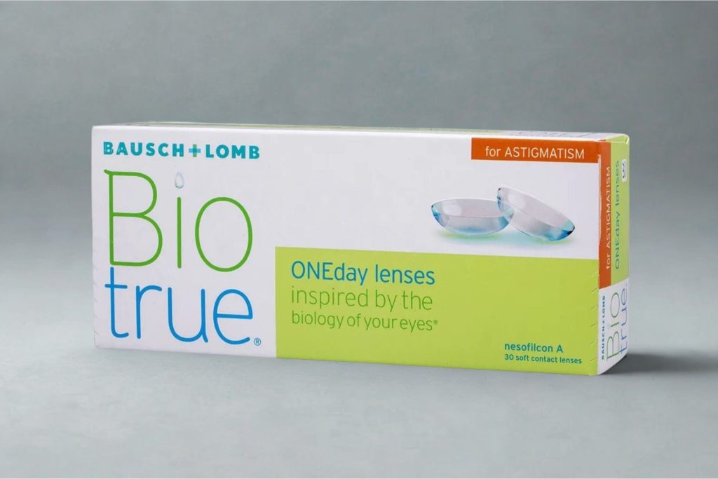 Box of BioTrue contact lenses for astigmatism