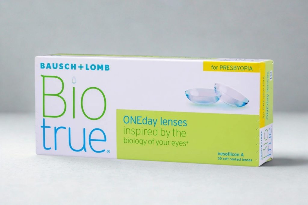 Box of Biotrue contact lenses for presbyopia
