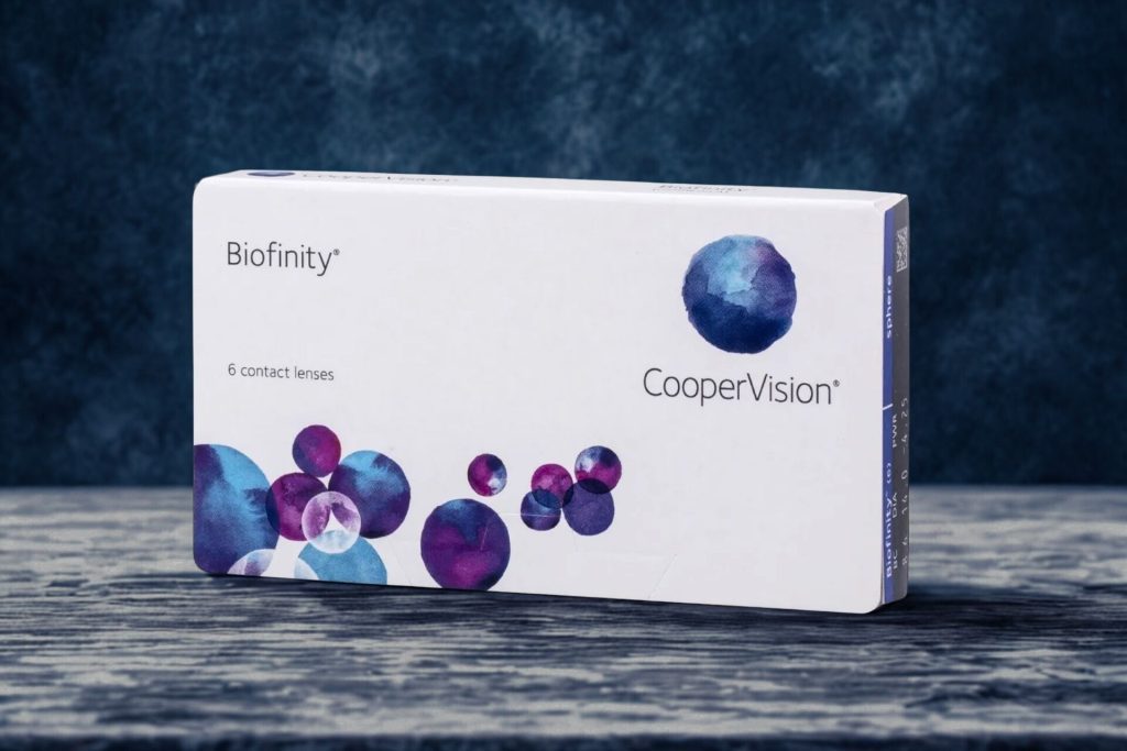 Box of Biofinity contact lenses