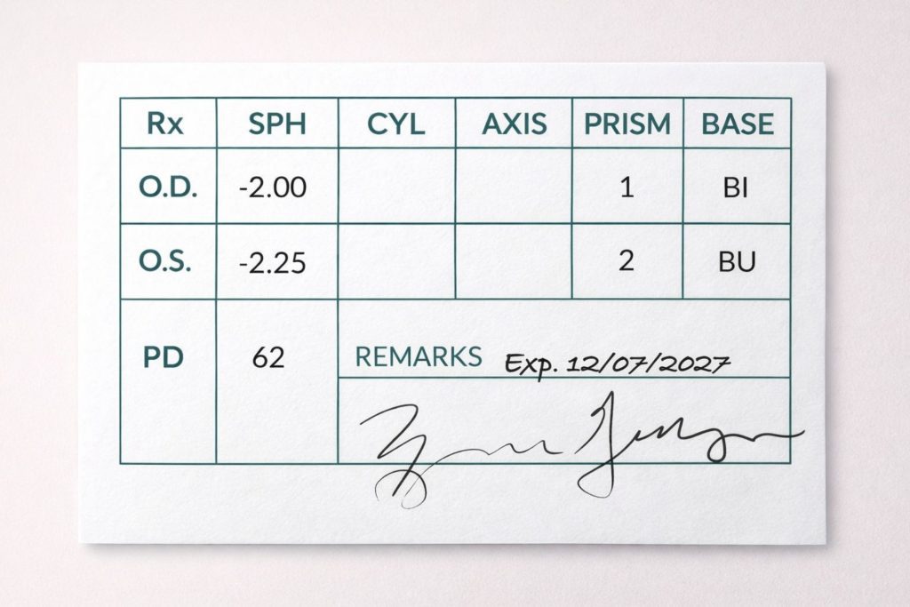 Glasses prescription example