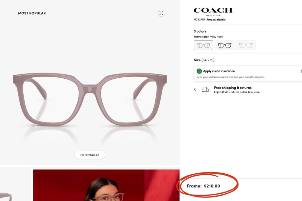 Coach HC6271U glasses page at LensCrafter
