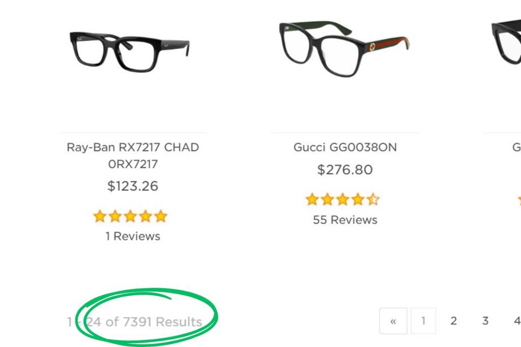 Number of glasses at EZContacts