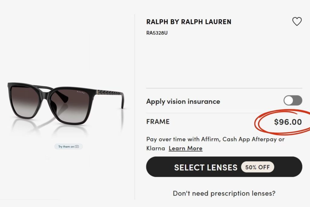 Ralph Lauren RA5328U sunglasses page on LensCrafters