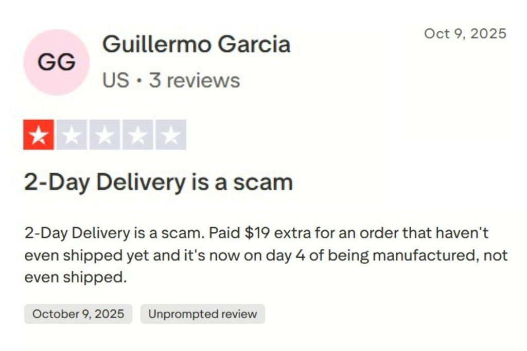 LensCrafters TrustPilot review