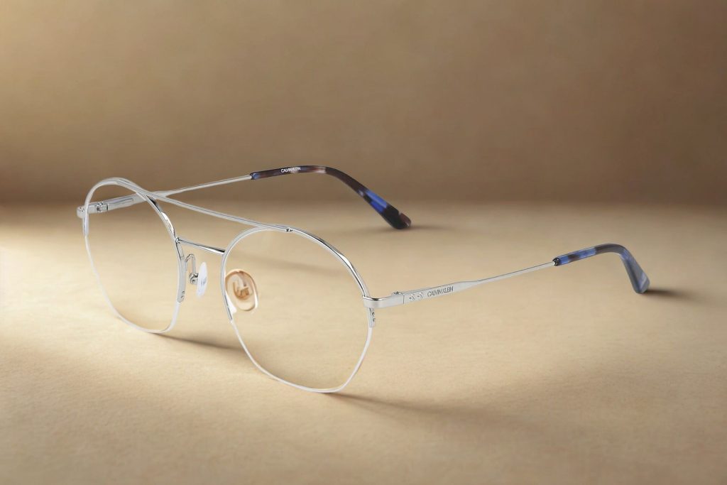 Calvin Klein Platinum CK20110 double-rimmed glasses with round metal frames