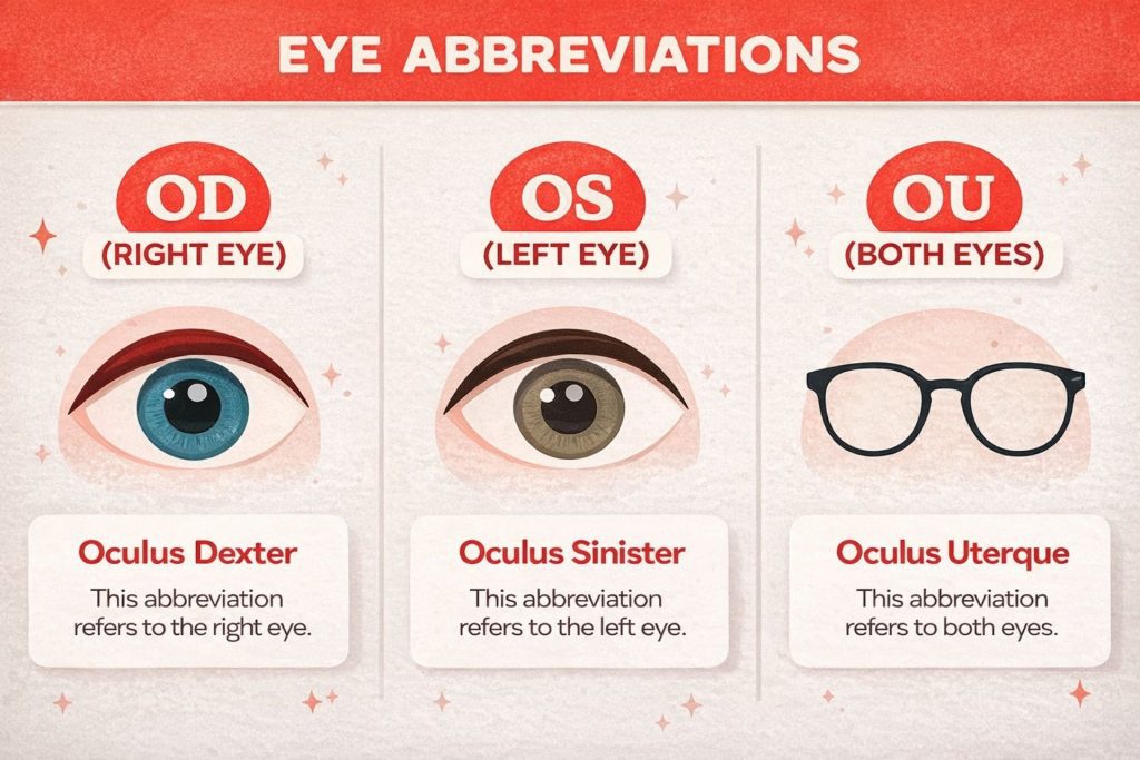 Infographic showing what OD, OS, and OU mean