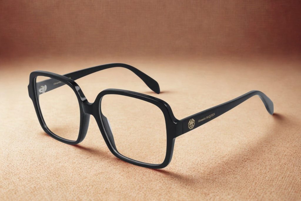 Alexander McQueen AM0286O glasses with oversized black frames