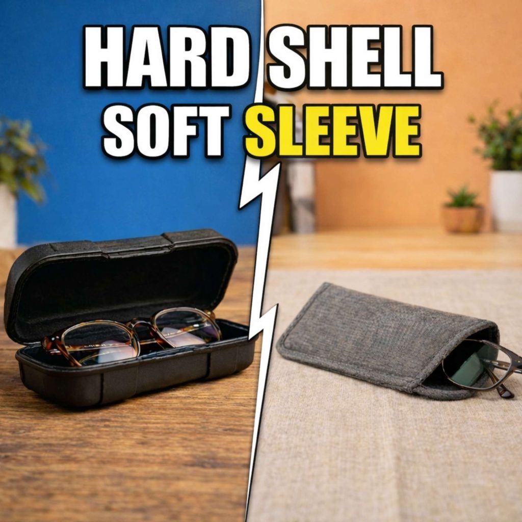 Hard shell glasses case and soft shell case