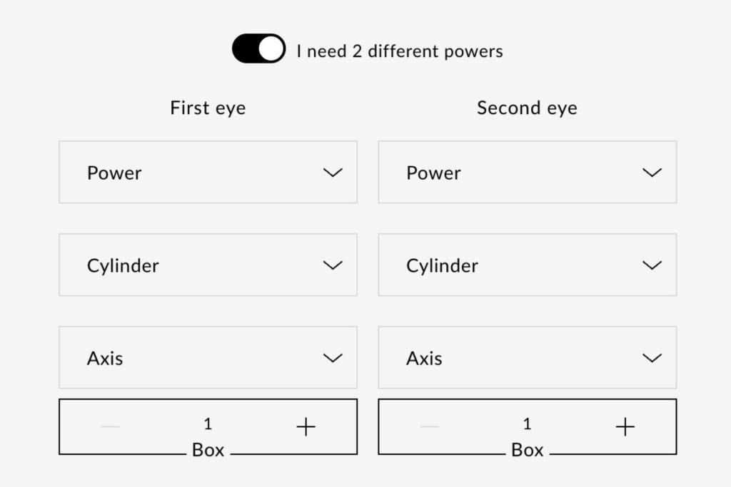 Prescription form on the Solotica site