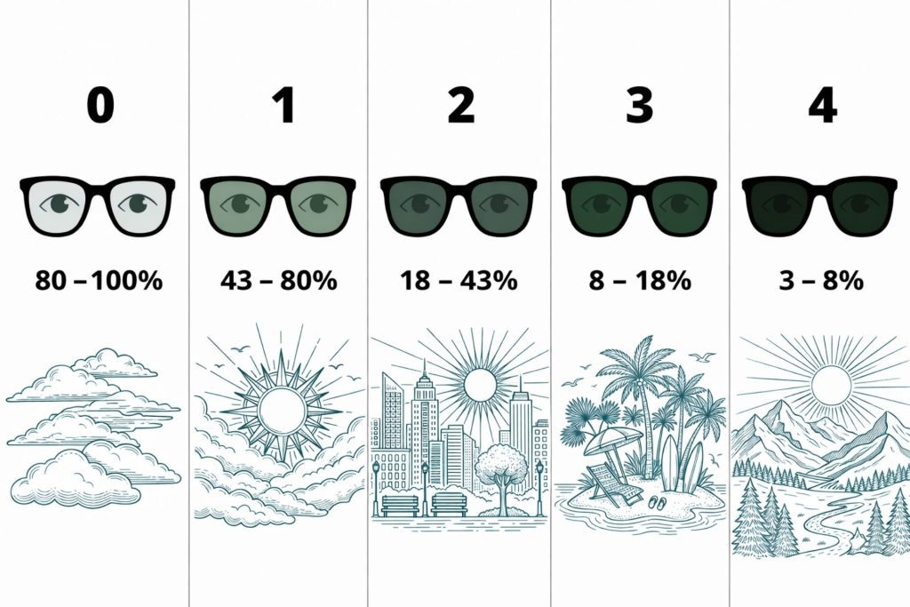 Infographic showing sunglasses categories
