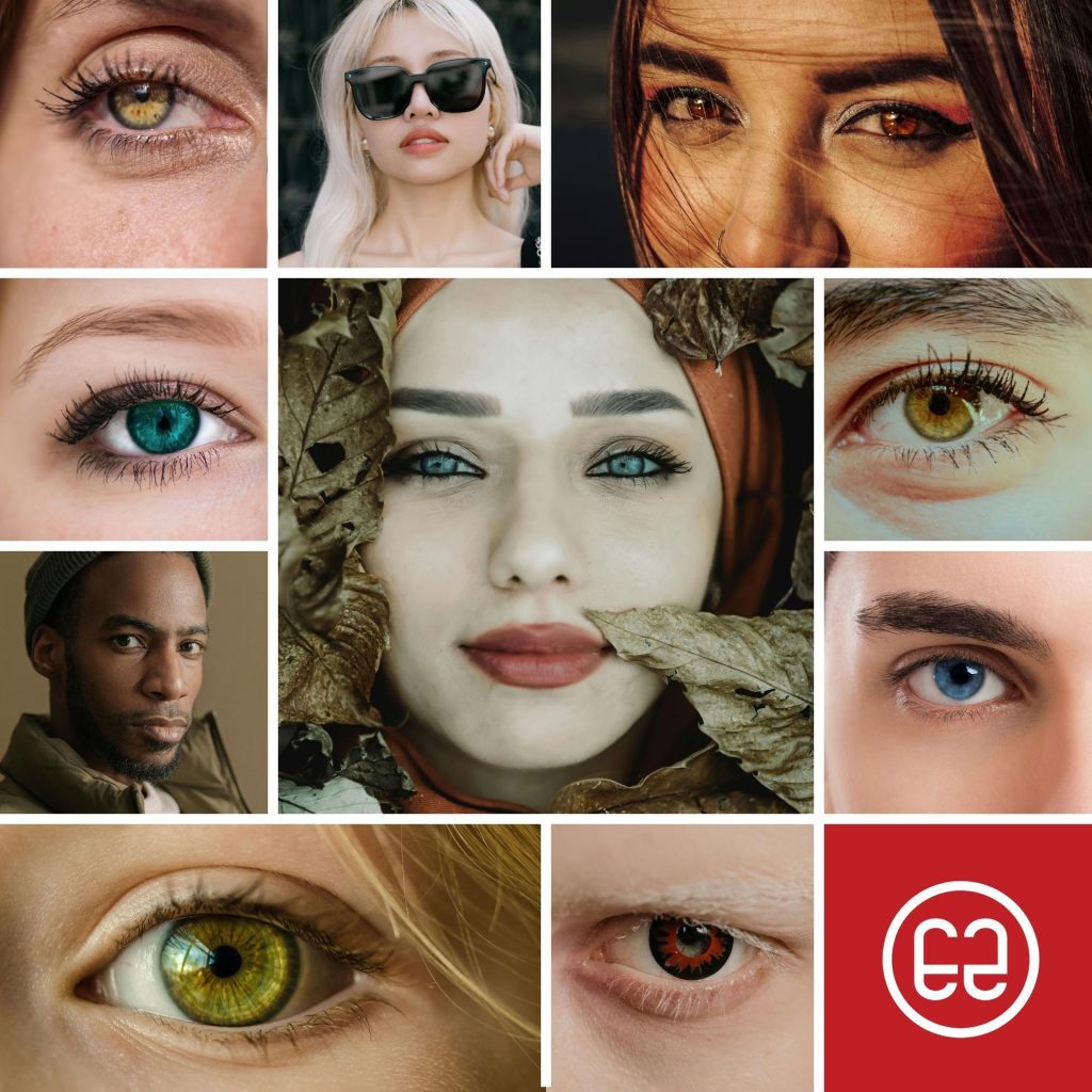Collage of people with different eye colors