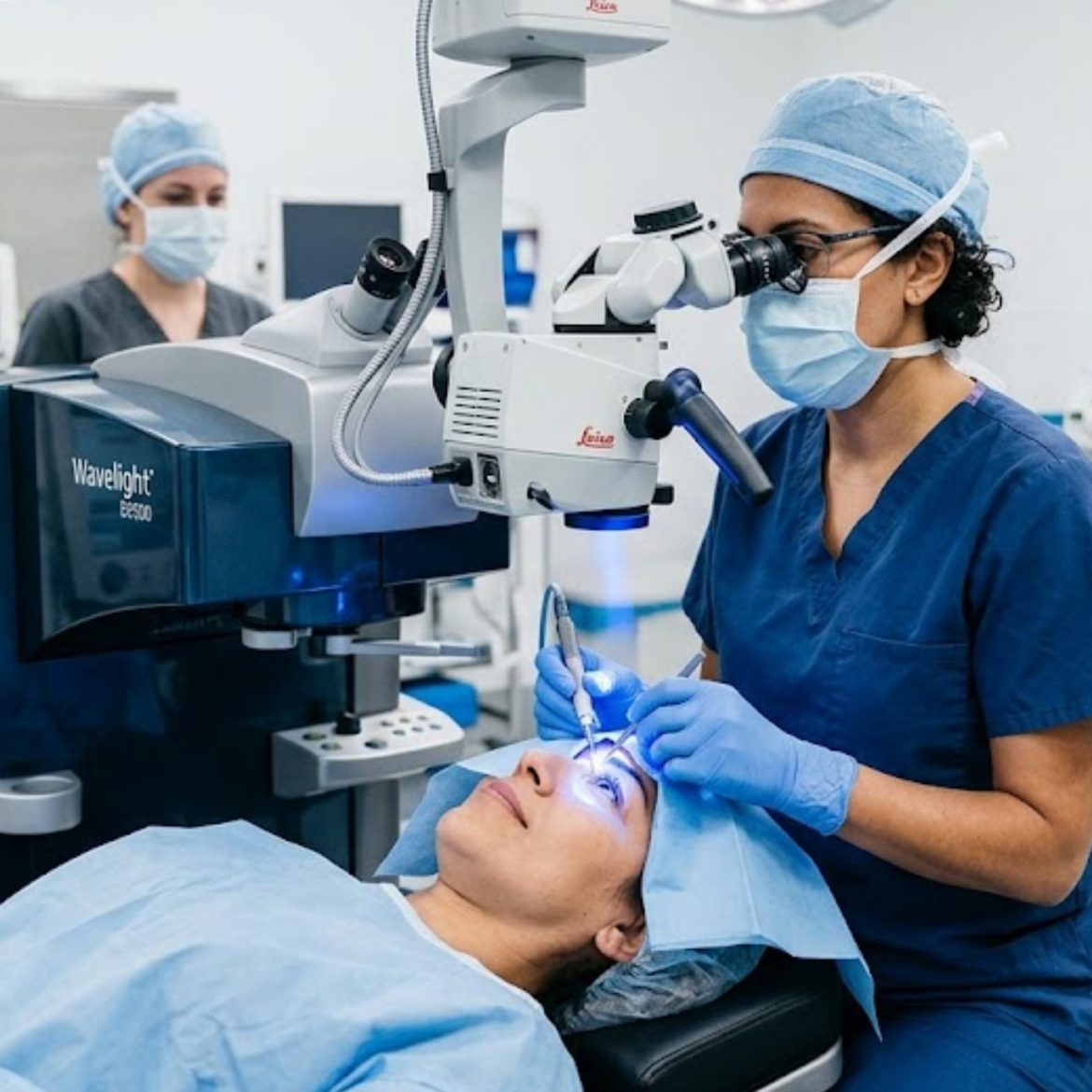 Doctor doing eye surgery on a patient