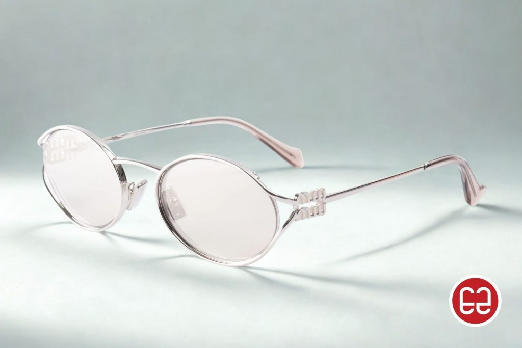 Miu Miu MU 52YS oval silver sunglasses