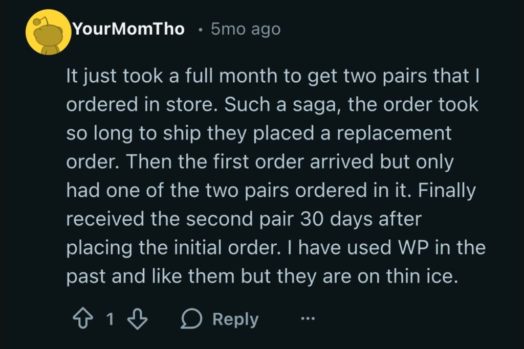 Warby Parker Reddit screenshot