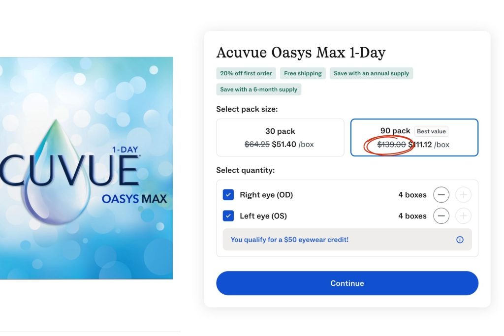ACUVUE OASYS Max 1-Day contacts on Warby Parker