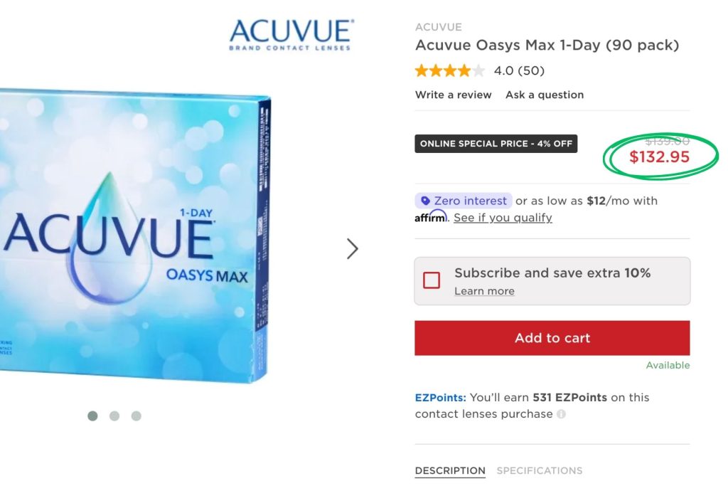 ACUVUE OASYS Max 1-Day contacts on EZContacts