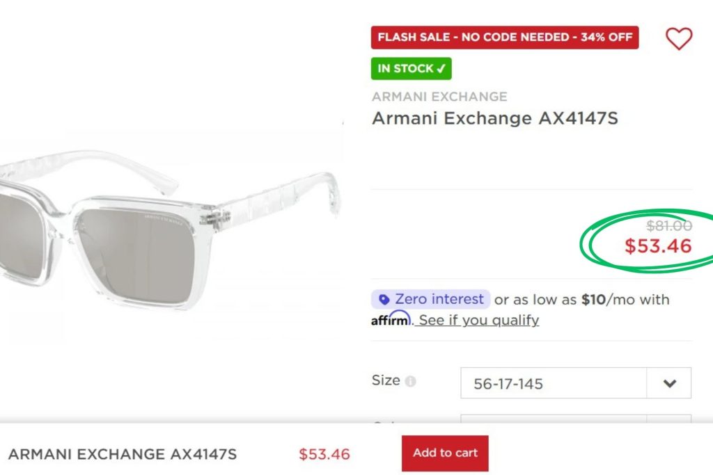 Armani Exchange AX4147S sunglasses on EZContacts
