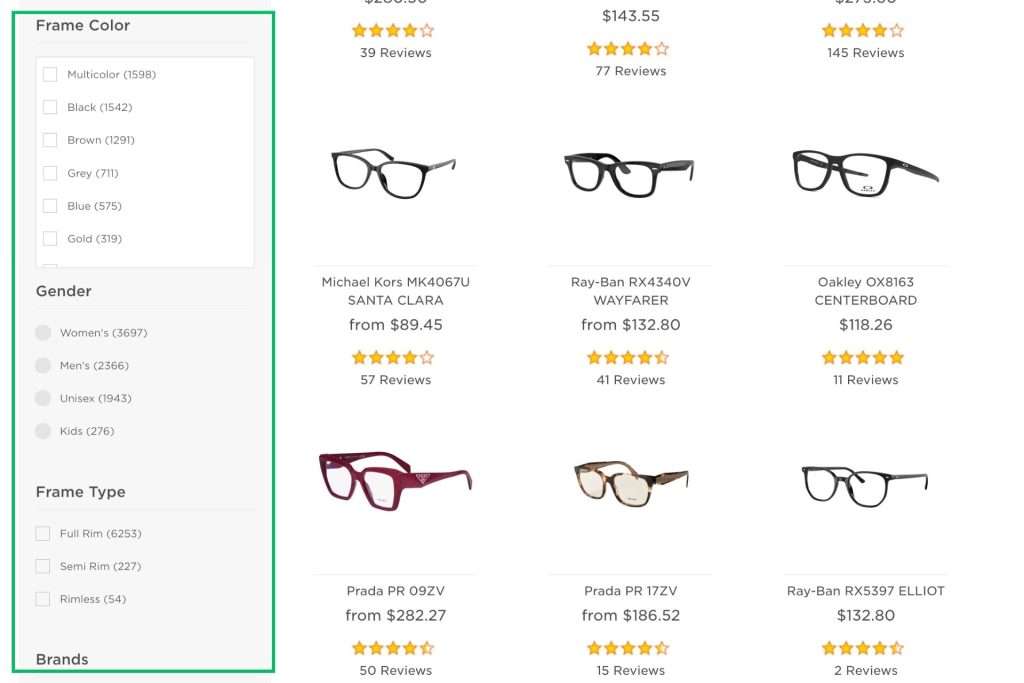 Glasses filters on EZContacts