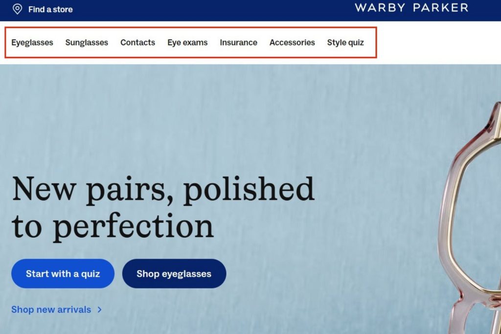 Warker Parker category pages