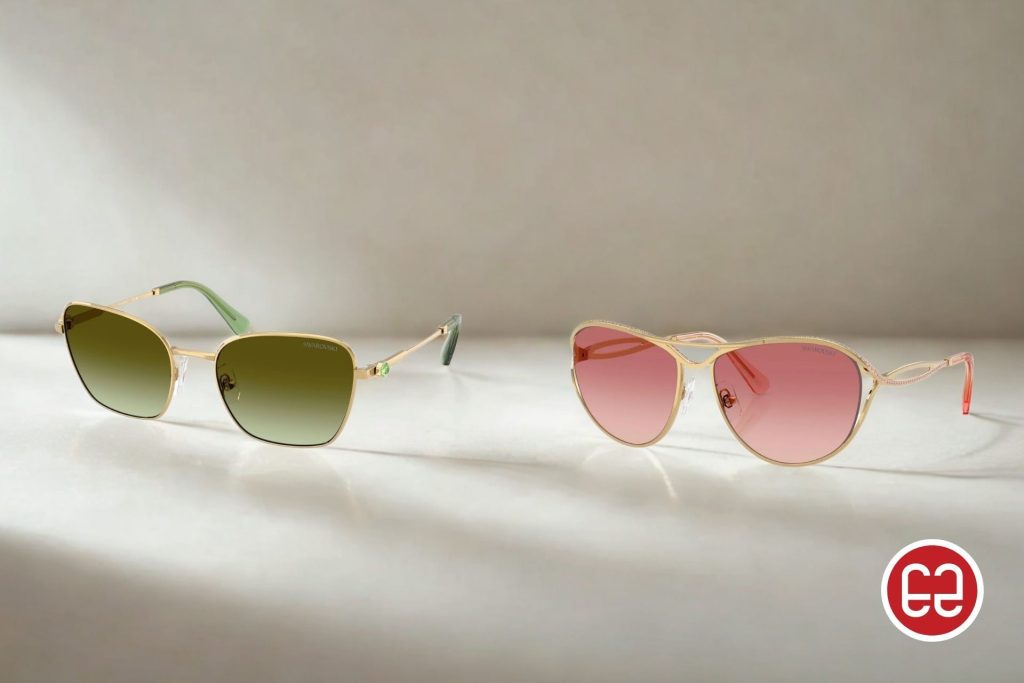 Swarovski tinted gradient sunglasses featuring gold frames