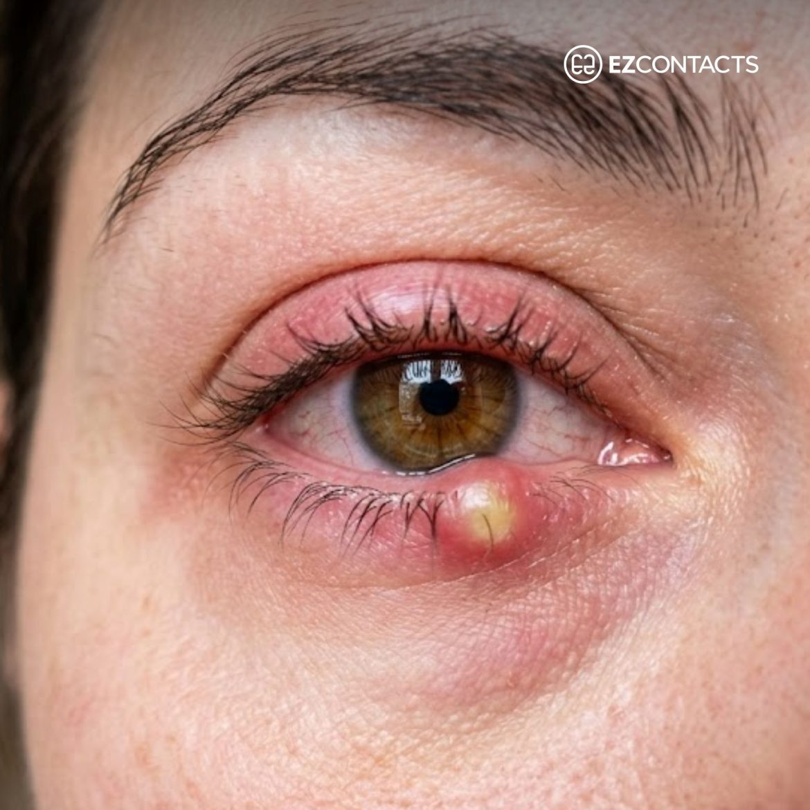 Woman with a stye on her eyelid