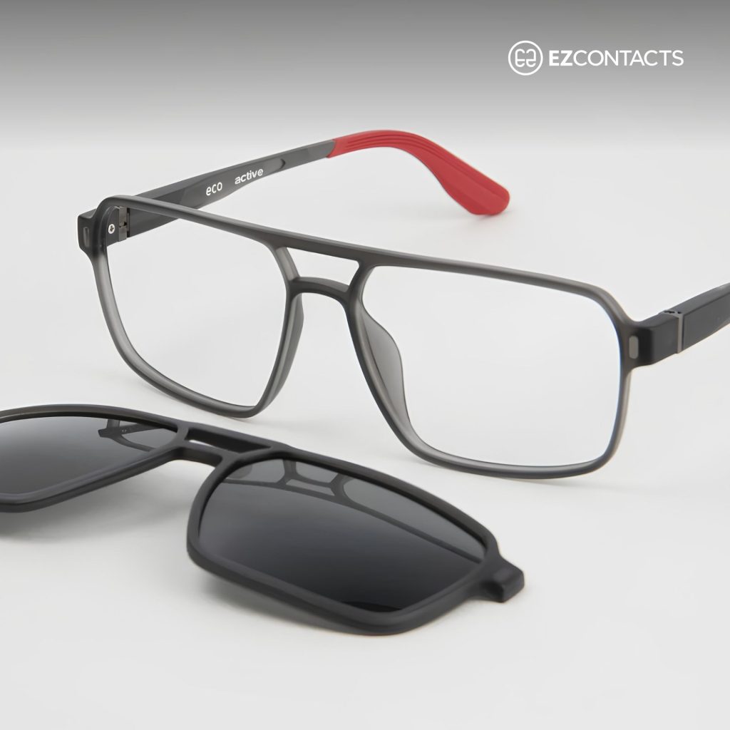 Eco Eyewear clip-on UV lenses and optical glasses