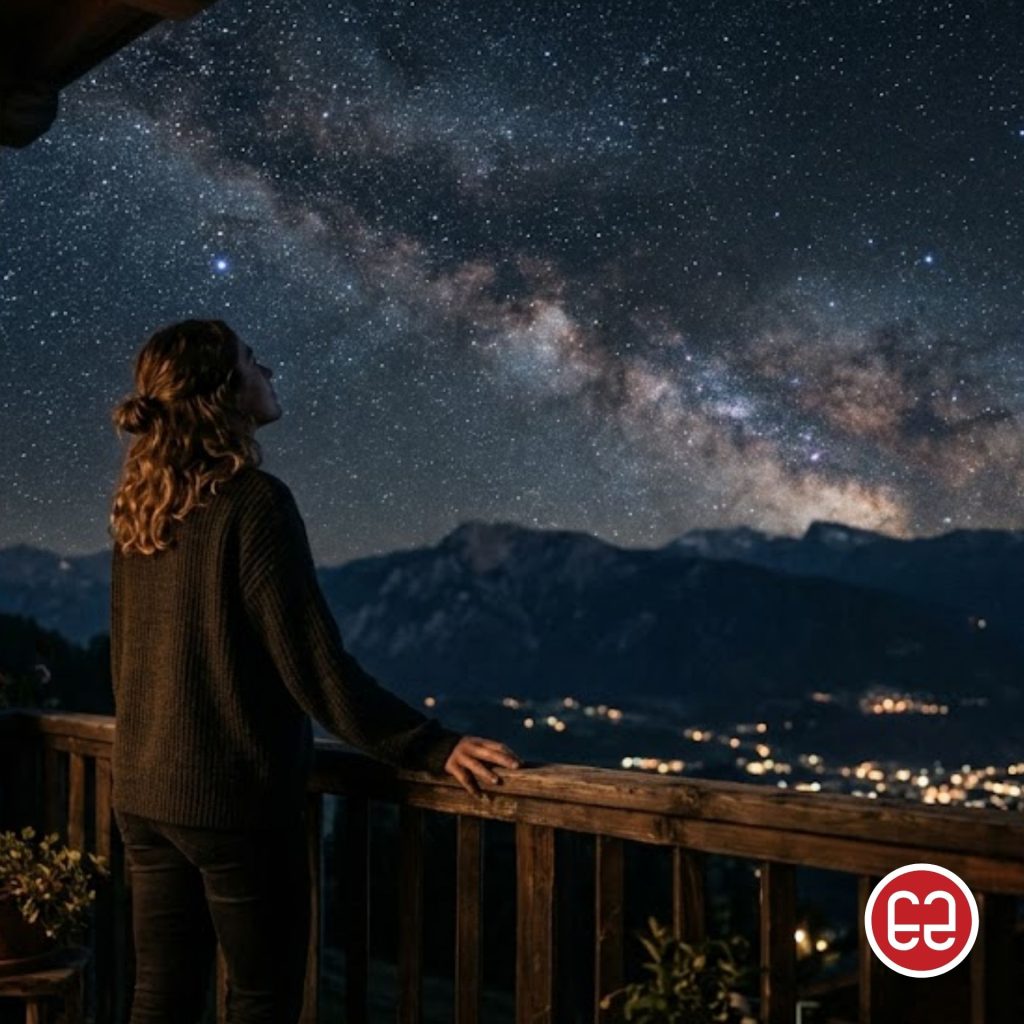 Woman looking up at the stars