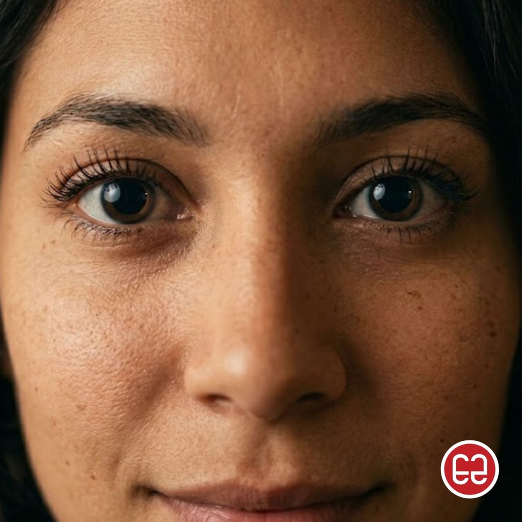 Woman with dilated eyes